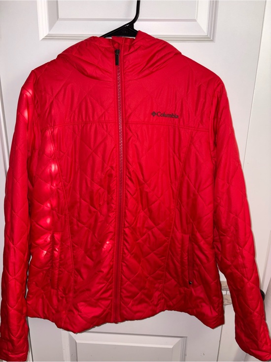 Columbia Jackets & Blazers - Columbia Red Quilted Hooded Jacket